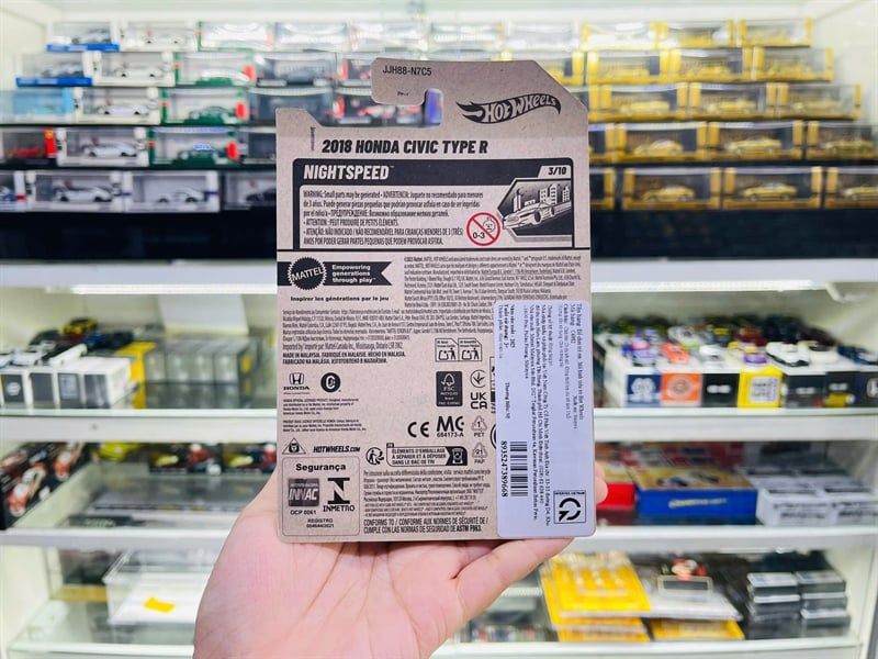 Mô hình xe Honda Civic Type R 2018 white Hotwheels kim loại có bản quyền chính hãng tỉ lệ 1:64 C4982-HD 