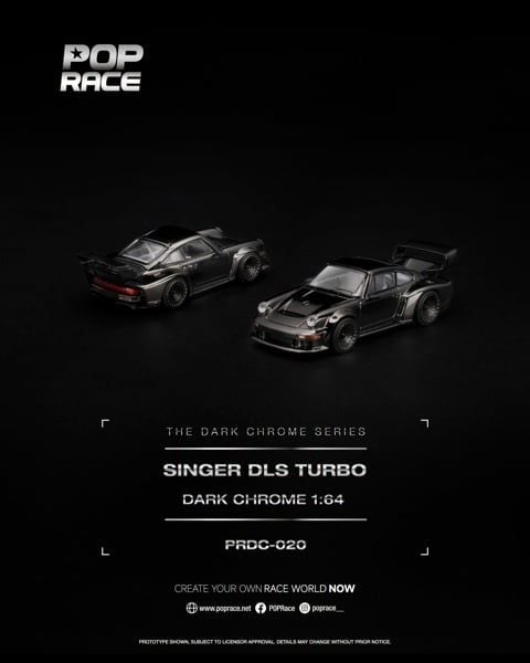  Mô hình xe Singer DLS Turbo Dark Chrome tỉ lệ 1:64 Pop Race PRDC020 