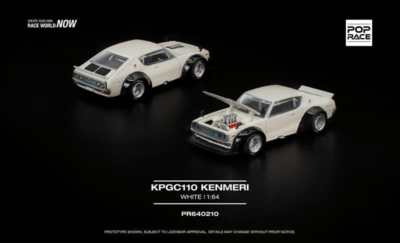  Mô hình xe KPGC110 Kenmeri White tỉ lệ 1:64 PopRace PR640210 