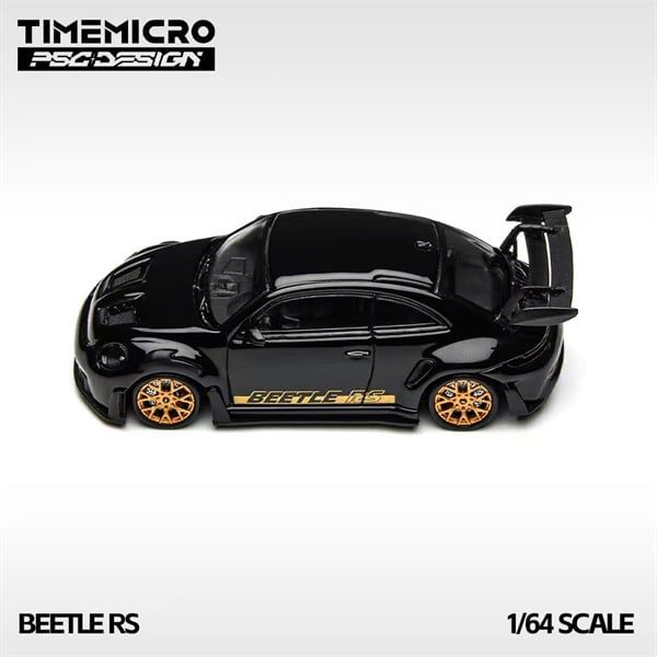  Mô hình xe ô tô Volkswagen Beetle RS Black & Gold Alloy-Finish tỉ lệ 1:64 TimeMicro × PSC DESIGN TM647903 