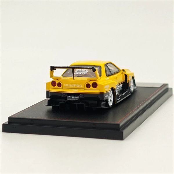  Mô hình xe NISSAN GT-R ER34 #5 LBWK Yellow tỉ lệ 1:64 Street Weapon OT64479 