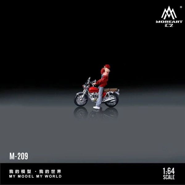  Mô hình nhân vật figure và xe mô tô Honda CB750FOUR Red Beret tỉ lệ 1:64 MoreArt MO222209 