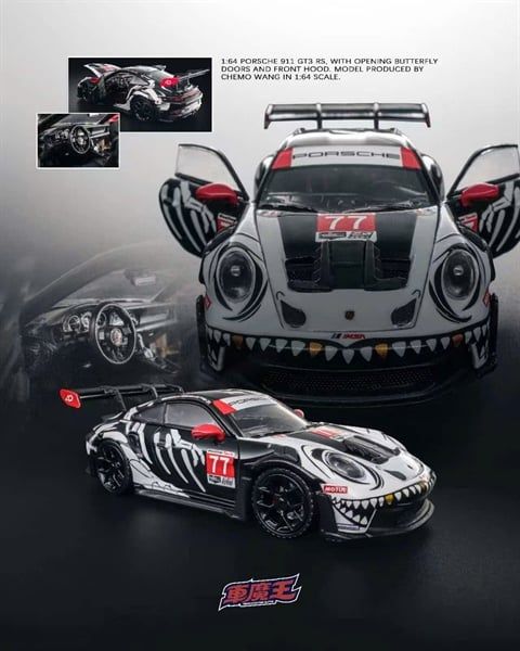  Mô hình xe Porsche 911 GT3 RS Bone Dragon Livery tỉ lệ 1:64 Demon King Auto DKA-075 