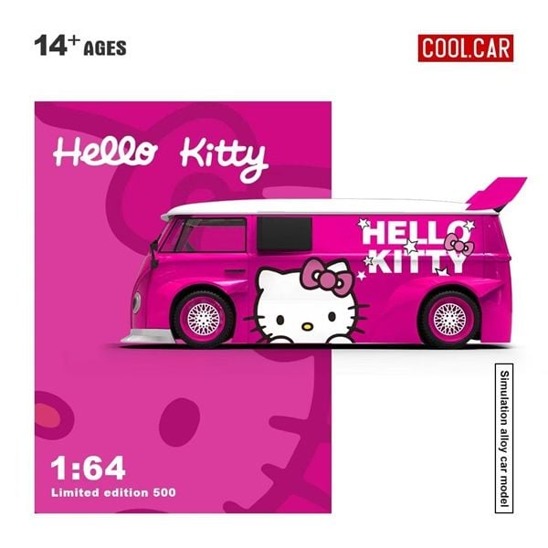  Mô hình xe Volkswagen T1-Deep Pink Hello Kitty tỉ lệ 1:64 Cool Car CC642949 