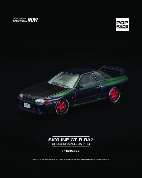  Mô hình xe Skyline Gt-R R32 Ghost Chameleon tỉ lệ 1:64 PopRace PR640357 