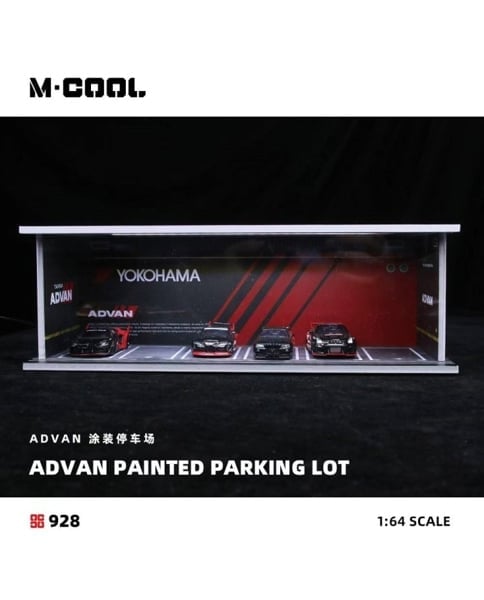  Hộp trưng bày showroom Advan racing kích thước 30x13.3 x10cm có đèn - có mica chắn bụi chống nước tỉ lệ 1:64 M-cool MoreArt 