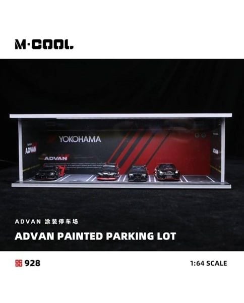 Hộp trưng bày showroom Advan racing kích thước 30x13.3 x10cm có đèn - có mica chắn bụi chống nước tỉ lệ 1:64 M-Cool 