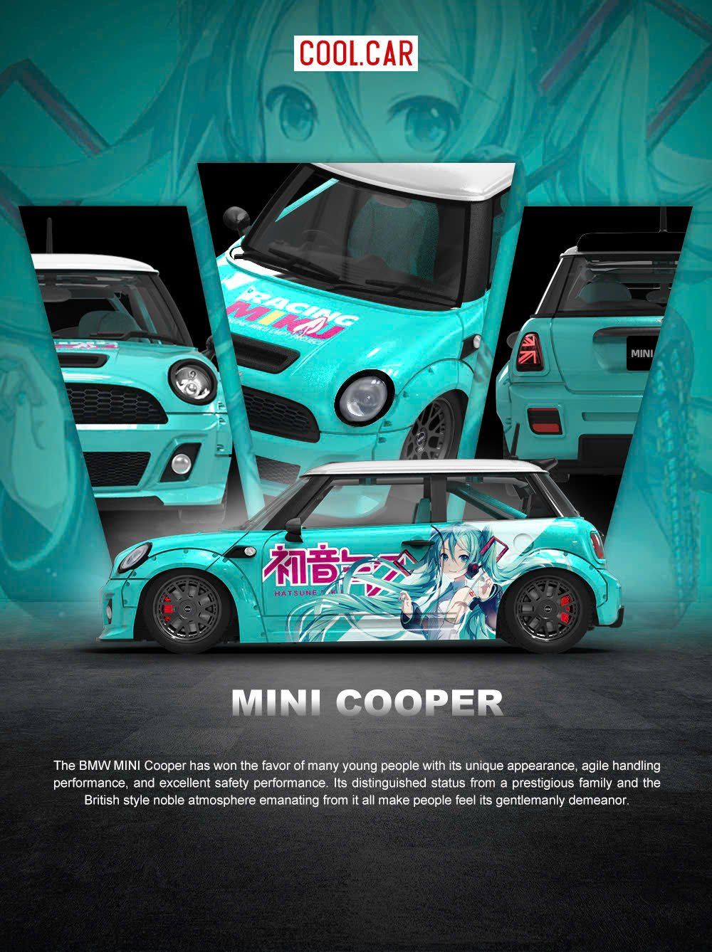  Mô hình xe Mini Cooper custom Hatsune Miku coating simulated limited 500pcs tỉ lệ 1:64 Cool car CC643642 