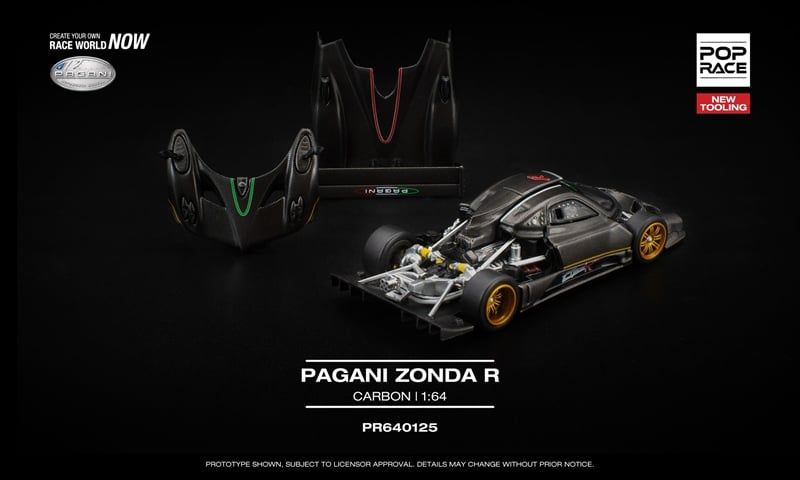  Mô hình xe Pagani Zonda R mở được nắp máy - capo tỉ lệ 1:64 Poprace PR640125 