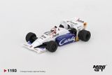 Mô hình xe Toleman TG184 #20 Johnny Cecotto 1984 Monaco Grand Prix bản card tỉ lệ 1:64 MiniGT MGT01193 