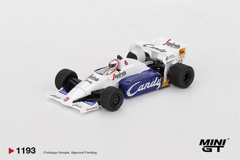  Mô hình xe Toleman TG184 #20 Johnny Cecotto 1984 Monaco Grand Prix bản card tỉ lệ 1:64 MiniGT MGT01193 