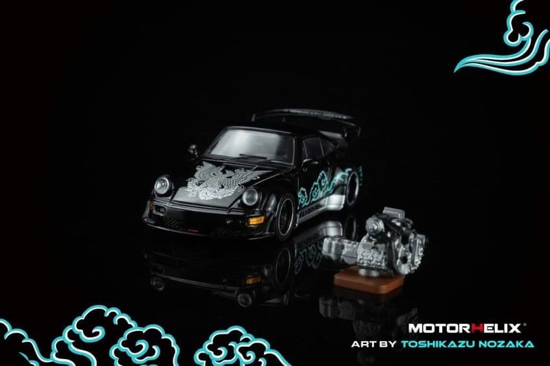  Mô hình xe Porsche 964 Rauh-Welt RWB964 Silver‑Fenix Livery tỉ lệ 1:64 Motorhelix MH M62102 