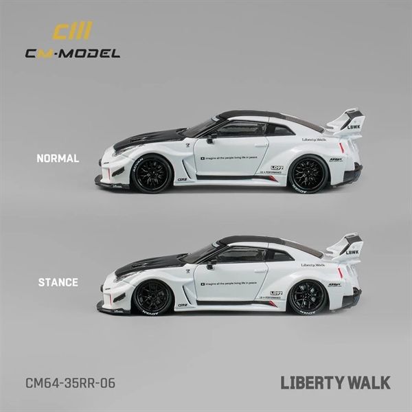  Mô hình xe Nissan R35 LBWK Super Silhouette 35GT-RR White carbon fiber tỉ lệ 1:64 CM Model CM64-35RR-06 