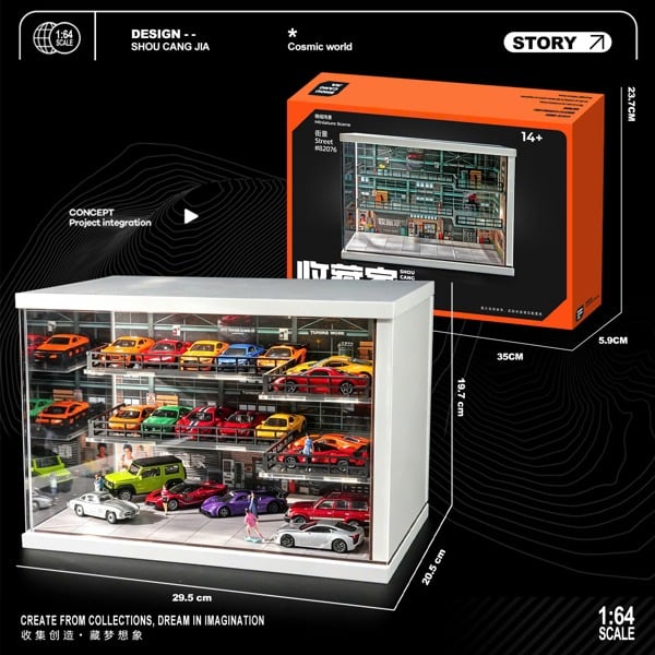  Hộp trưng bày mô phỏng Industrial Vintage Garage tỉ lệ 1:64 Shou Cang Jia SCJ82076 