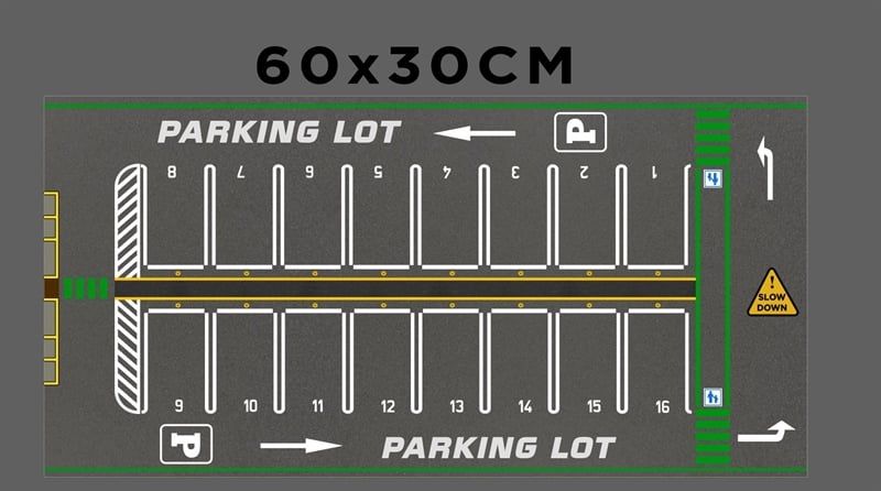  Phụ kiện thảm sa bàn chống trượt mô phỏng diorama bãi đỗ xe/ Parking lot có đường xe chạy kích thước 60x30cm tỉ lệ 1:64 Autono1 PT014 