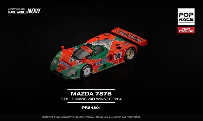  Mô hình xe đua Mazda 787B Renown winner #55 24 Heures Du mans 1991 mở được nắp máy tỉ lệ 1:64 Poprace PR64301 