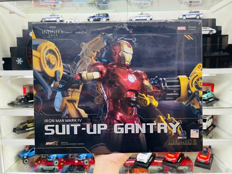  Mô hình nhân vật Marvel Iron man người sắt MK4 Mark 4 Suit-up Grantry có đèn full set phụ kiện + đế SHF tỉ lệ 1:10 18CM ZD Toys FG264 