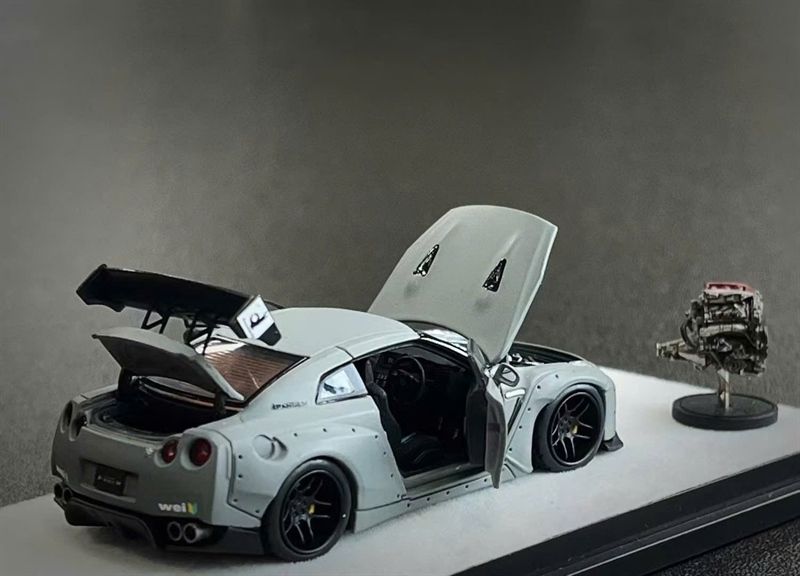  Mô hình xe Nissan R35 Pandem Wide Grey body tỉ lệ 1:64 PGM PGM-640703 