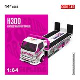  Mô hình xe tải thớt trượtH300 Flatbed Transport Trailer Iron Maiden White & Pink Paint Scheme tỉ lệ 1:64 Coolcar CC647230 