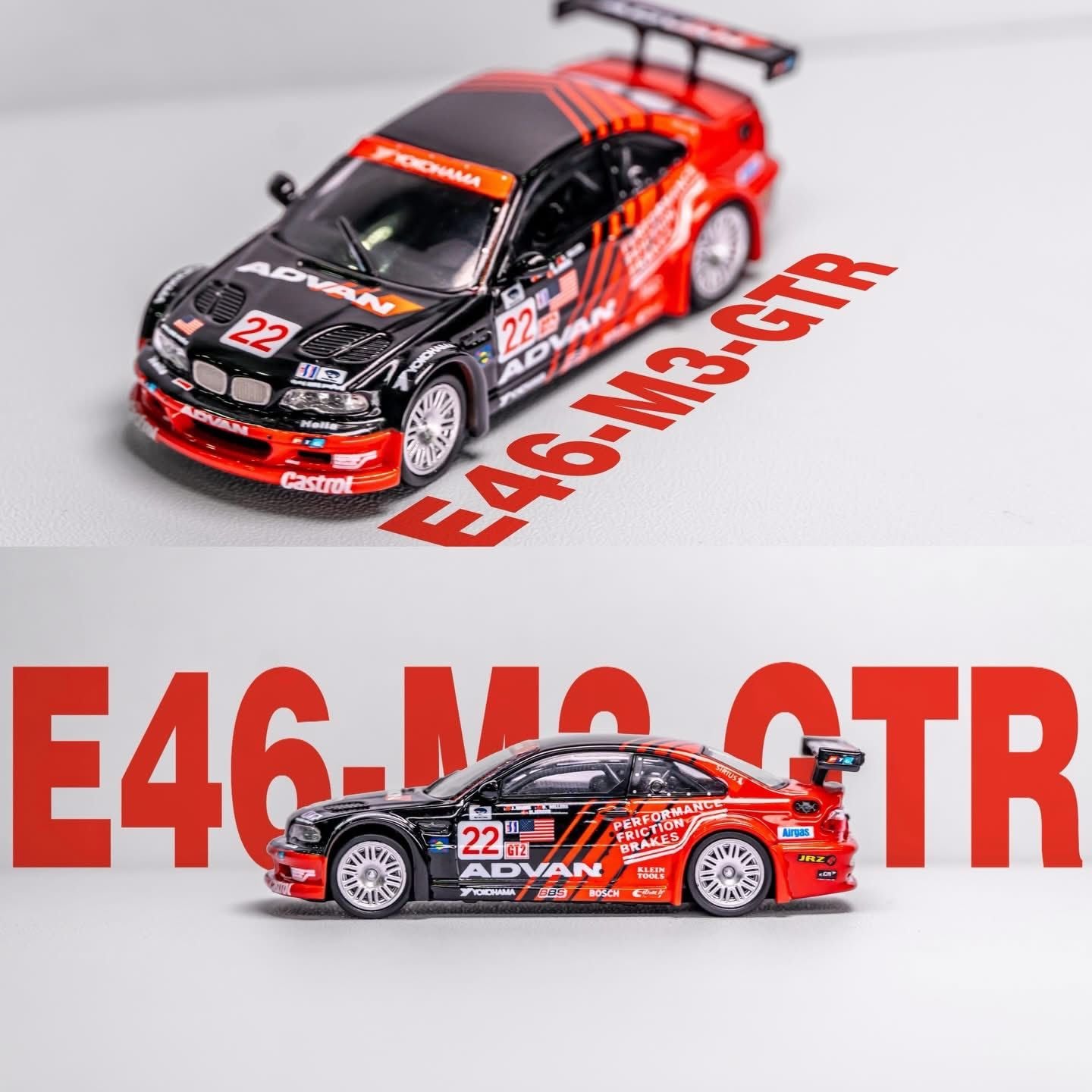  Mô hình xe BMW M3 E46 GTR Livery tỉ lệ 1:64 DCM x YF model OT64759 