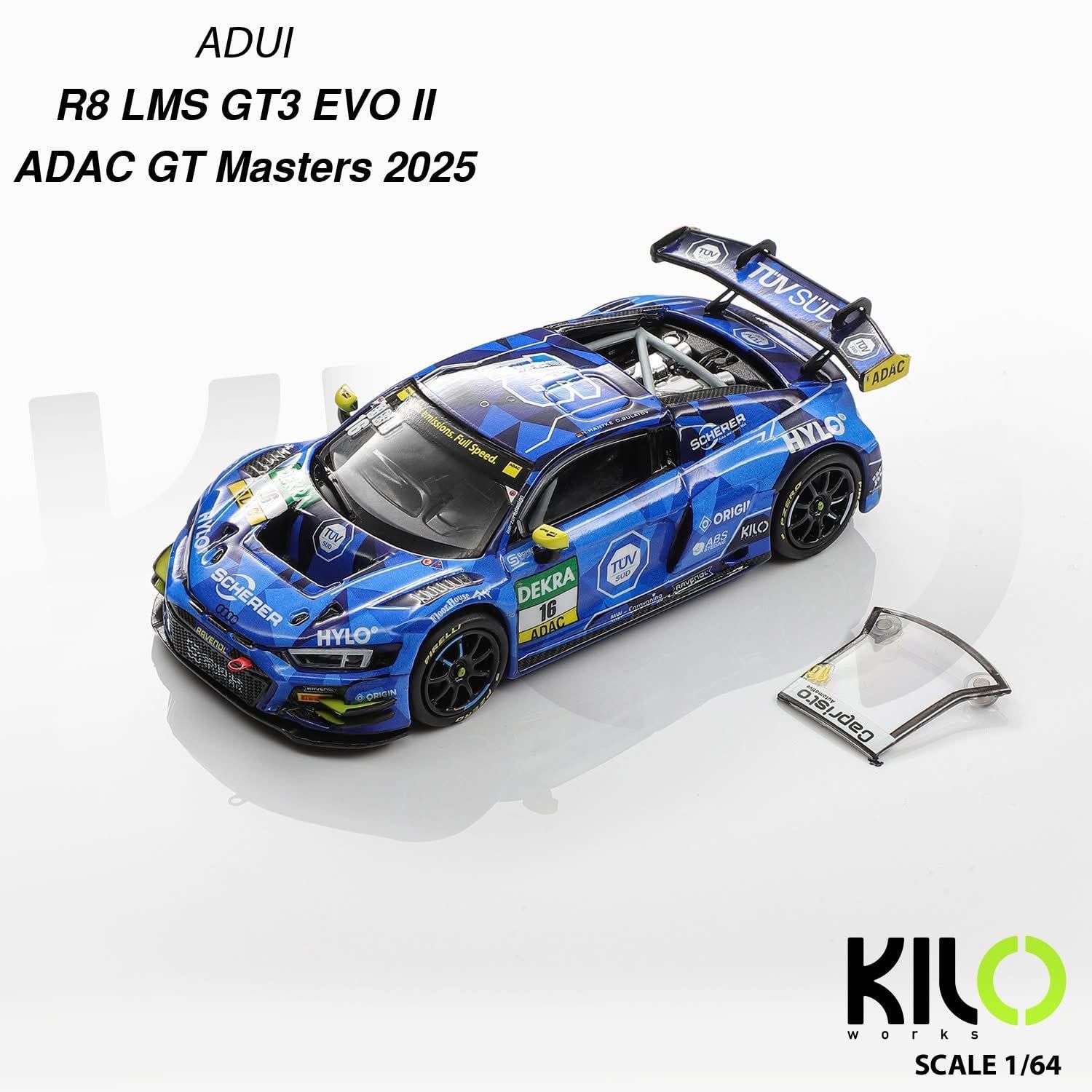  Mô hình xe Audi R8 LMS GT3 EVO ll Nurburgring 24H 2025 tỉ lệ 1:64 KILOworks KLW0036-1 