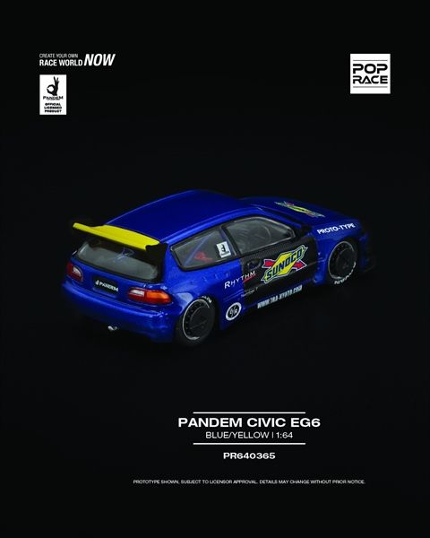  Mô hình xe Pandem Civic EG6 Blue/Black tỉ lệ 1:64 PopRace PR640365 