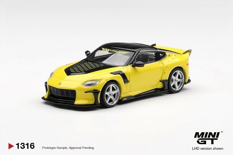  Mô hình xe Nissan Z VeilSide FFZ400 Ikazuchi Yellow bản card tỉ lệ 1:64 MiniGT MGT01316 