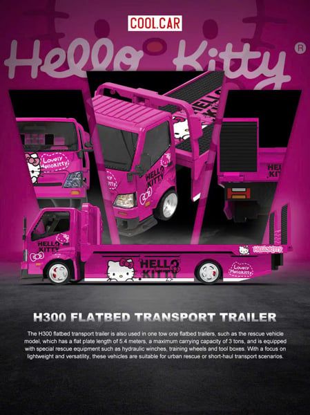  Mô hình xe tải cứu hộ H300 hello kitty tỉ lệ 1:64 Coolcar CC647236 