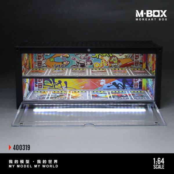  Hộp trưng bày container mô phỏng Bối cảnh chủ đề Graffiti có đèn kích thước 38.7x16x16.5cm tỉ lệ 1:64 MoreArt box M-Box MB400319 