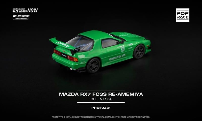  Mô hình xe Mazda RX7 (FC3S) RE-Amemiya Green tỉ lệ 1:64 Poprace PR640339 