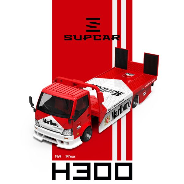  Mô hình xe H300 Flatbed Transport Trailer - Marlboro coating tỉ lệ 1:64 Supcar SC647249 