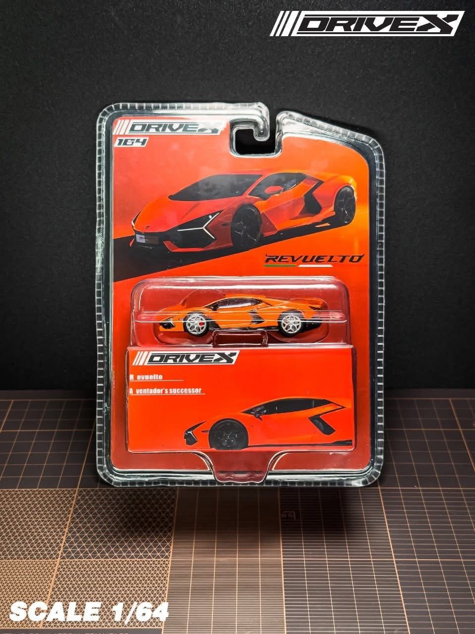  Mô hình xe lamorghini Revuelto Hanging Card Board Diecast Model tỉ lệ 1:64 Drive X OT64785 