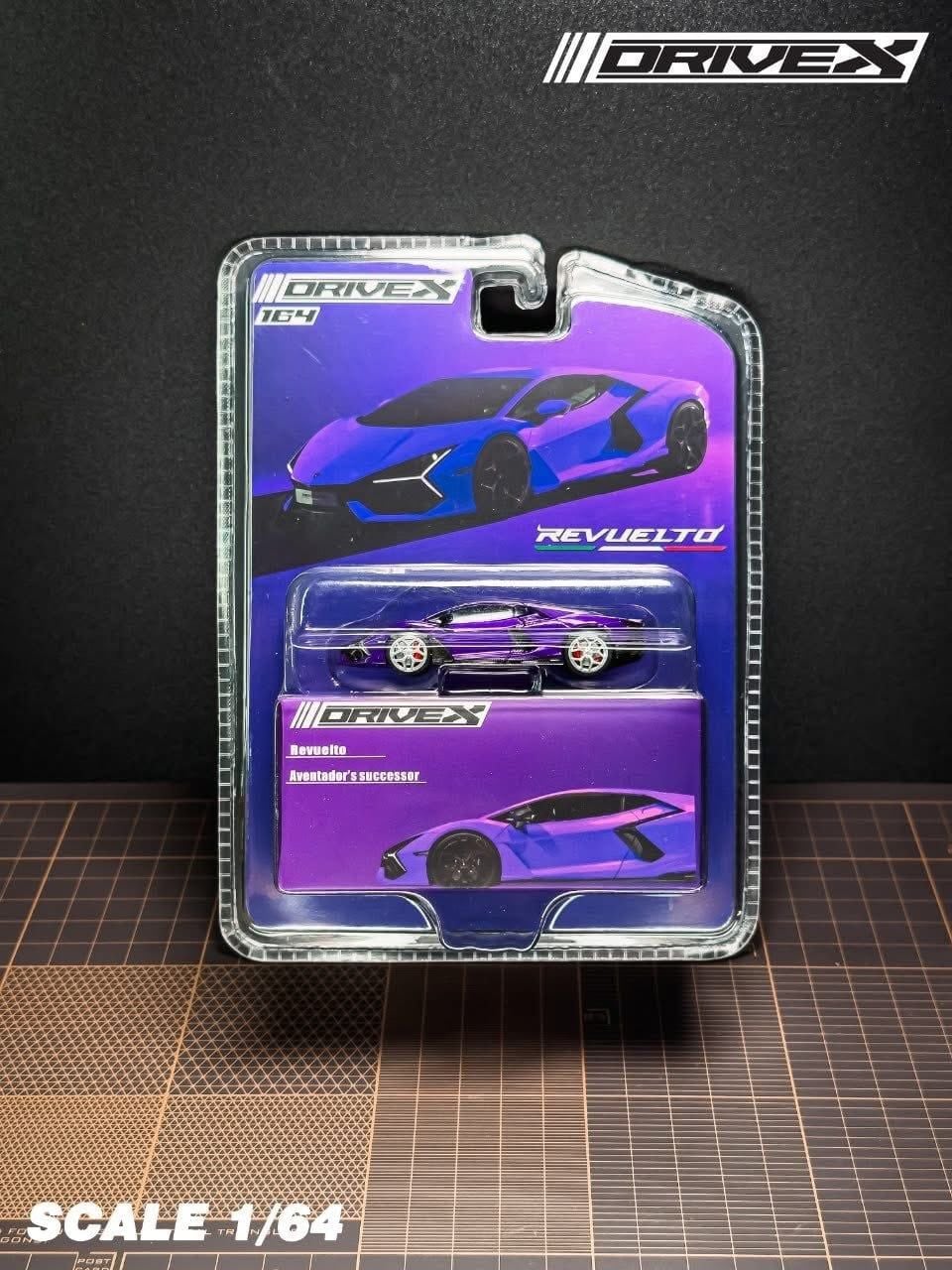  Mô hình xe lamorghini Revuelto Hanging Card Board Diecast Model tỉ lệ 1:64 Drive X OT64785 