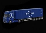  Mô hình xe tải container Mercedes Benz Actros CMA CGM blue tỉ lệ 1:64 Time micro x Perka TM646745 