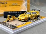  Mô hình xe Porsche 911 RWB Rauh Welt 993 & 964 Minion livery tỉ lệ 1:64 ZJWJ Model OT64786 
