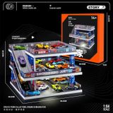  Hộp trưng bày mô phỏng garage trưng bày xe 3 tầng có dốc kích thước 30.2x30.2x22.2 tỉ lệ 1:64 SHOU CANG JIA SVJ-73449 