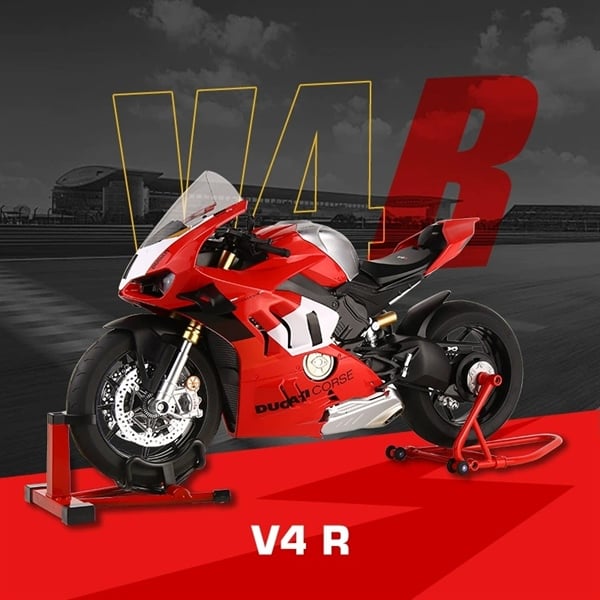 Mô hình xe Ducati V4R có động cơ - Nồi quay được - phun khói khi vặn ga - kèm ben nâng tỉ lệ lớn 1:6 Alloy model MT06005 