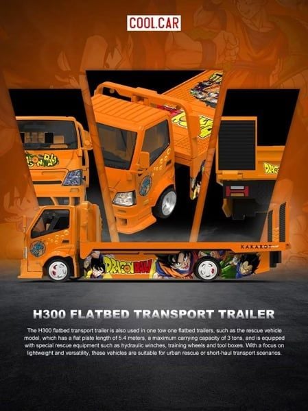  Mô hình xe H300 Flatbed Transport Trailer Dragon Ball-themed Die-Cast Car Model tỉ lệ 1:64 CCC647233ool Car 