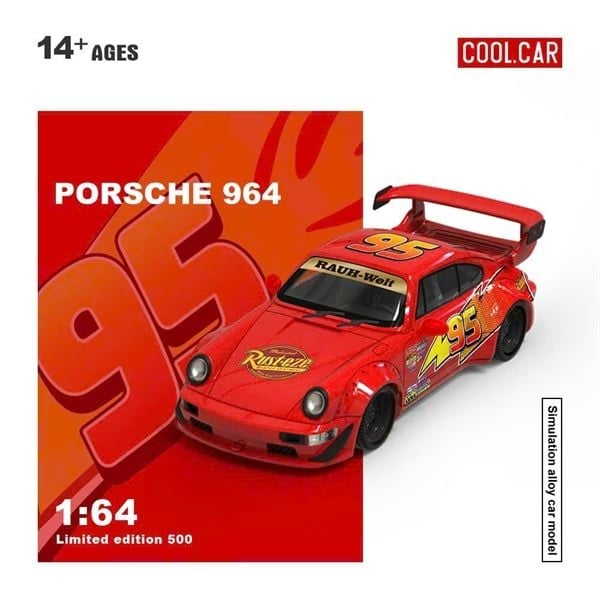  Mô hình xe ô tô Porsche 964 custom Lightning McQueen limited 500pcs tỉ lệ 1:64 Cool car CC640883 