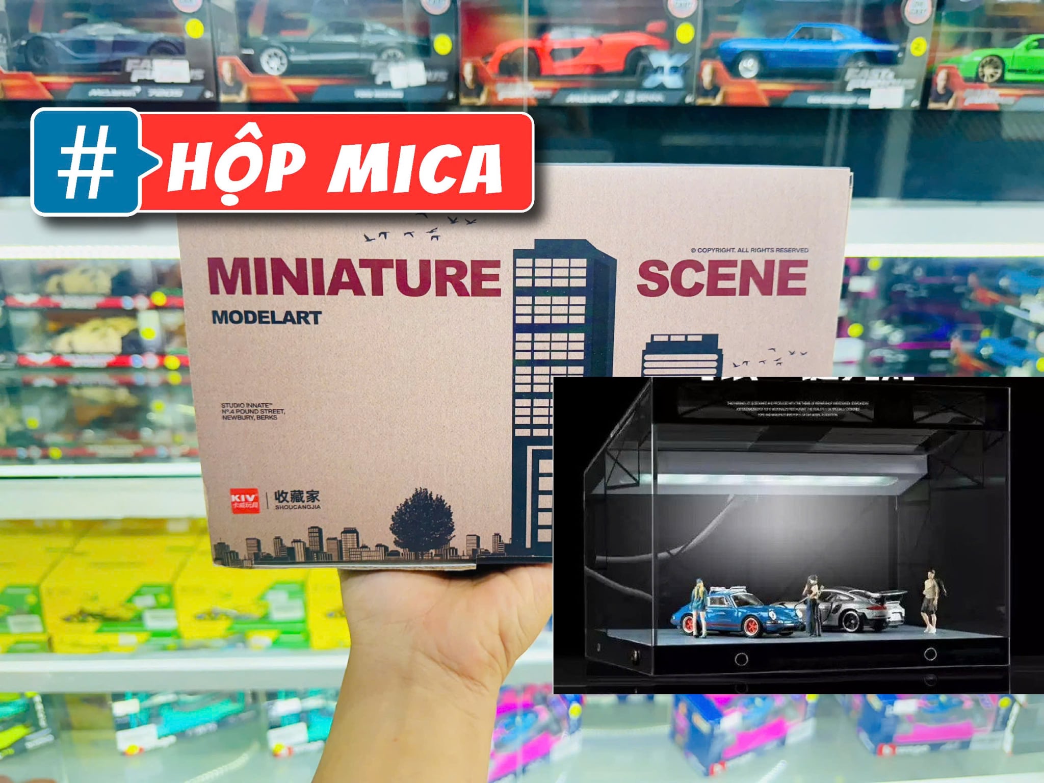  Hộp trưng bày mô phỏng showroom xe tường trong suốt tỉ lệ 1:64 Shou Cang Jia SCJ430 