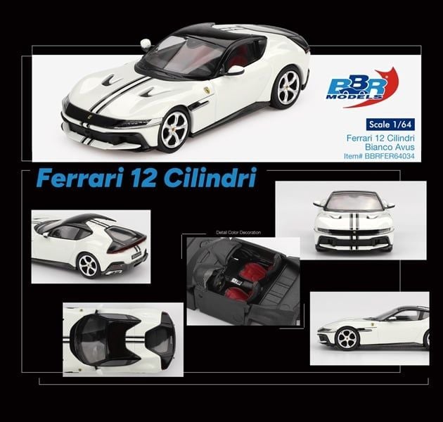  Mô hình xe ô tô Ferrari 12 Cilindri Bianco Avus tỉ lệ 1:64 BBR Model BBRFER64034 