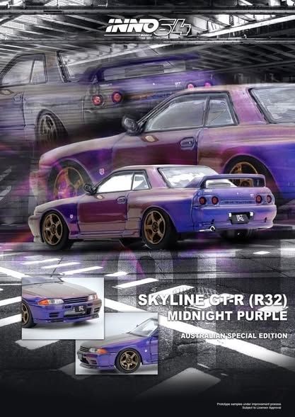 Mô hình xe Nissan GTR R32 Midnight Purple Australia Special Edition Limited Edition tỉ lệ 1:64 Inno64 IN64-R32-MP 