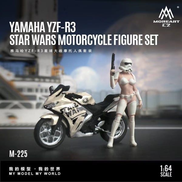  Mô hình nhân vật figure và xe Yamaha YZF-R3 Star Wars resin tỉ lệ 1:64 MoreArt MO222225 