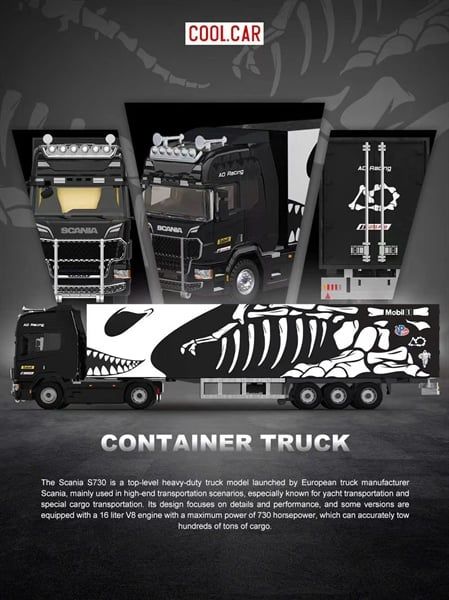  Mô hình xe container Container Truck - Dragon of Bones Livery Skeleton tỉ lệ 1:64 Coolcar CC644031 