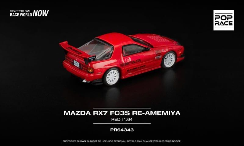  Mô hình xe ô tô Mazda RX7 FC3S RE-Amemiya Red tỉ lệ 1:64 Poprace PR640343 