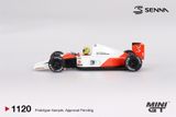  Mô hình xe McLaren MP4/6 #1 Ayrton Senna 1991 Japanese Grand Prix 2nd Place bản card tỉ lệ 1:64 MiniGT MGT01120 