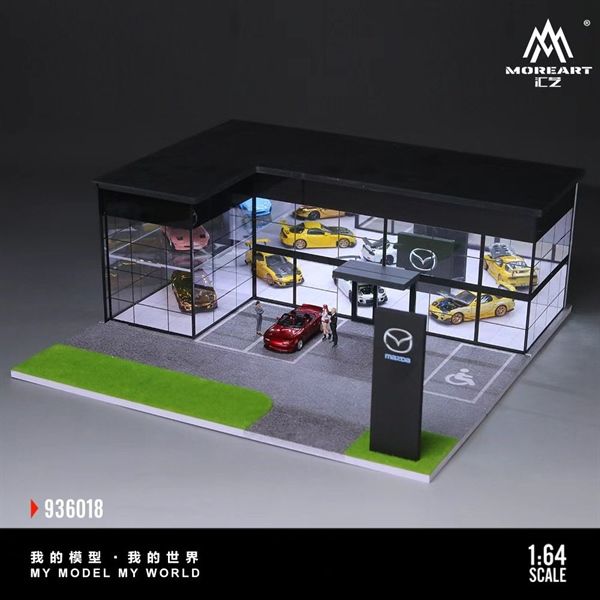 Hộp trưng bày mô phỏng showroom Mazda Dealership kích thước 30cm x 30cm x 11.5cm tỉ lệ 1:64 Moreart MO936018 