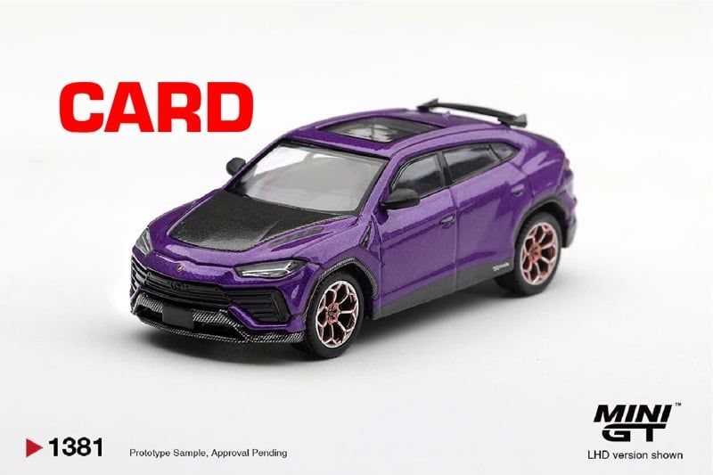  Mô hình xe Lamborghini Urus Performante Viola Pasifae tỉ lệ 1:64 MiniGT bản Card MGT01381 