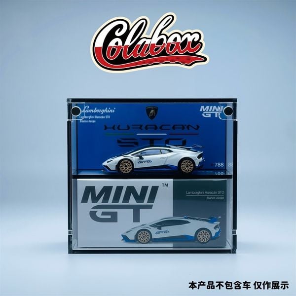  Hộp trưng bày mica cho xe amborghini Huracán STO Bianco Asopo MiniGT có khung ảnh tỉ lệ 1:64 Colabox 788 PKC 