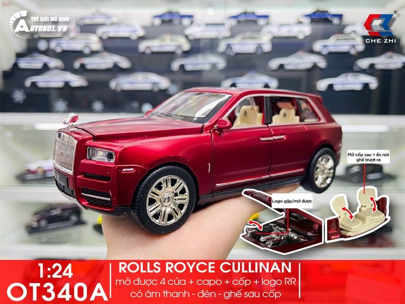  Xe ô tô mô hình bằng hợp kim và nhựa RR Cullinan tỉ lệ 1:24 Chezhi OT340 